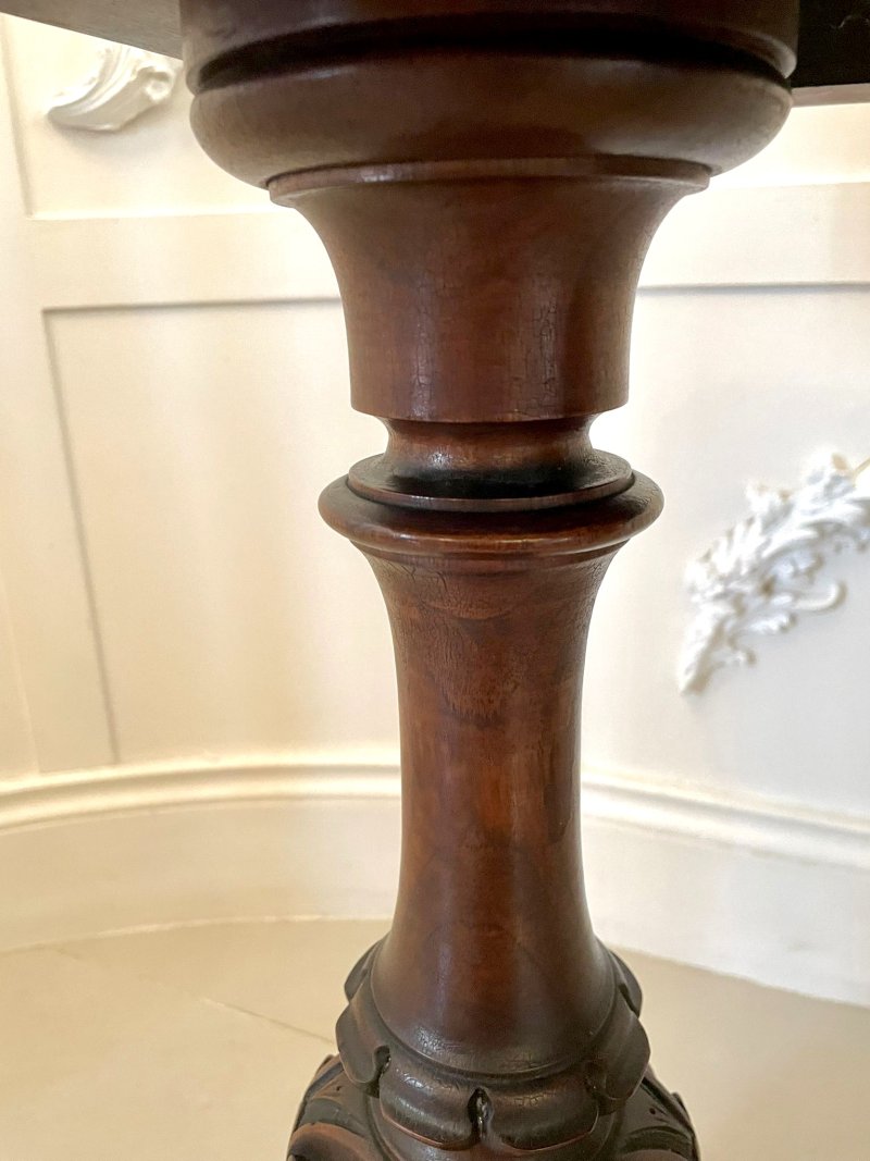 Quality Antique Victorian Burr Walnut Card/Side Table - Image 9
